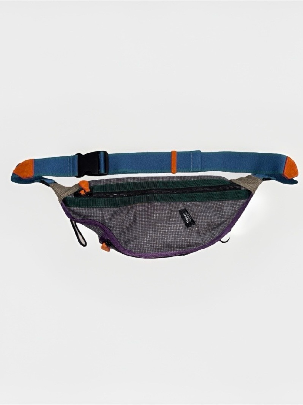 Flower Mountain color-blocked grey ripstop sling bag with a buckled strap